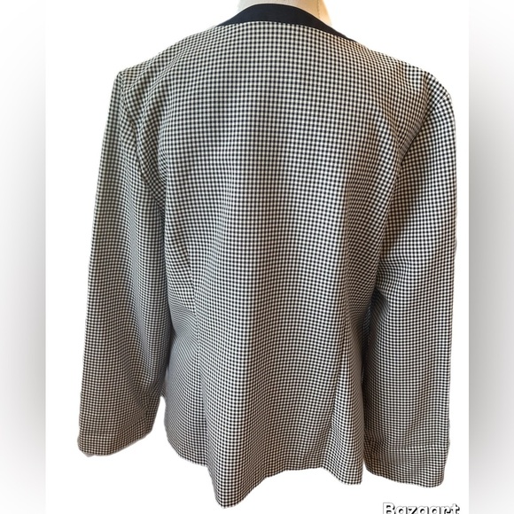 BEA Classics Women’s Navy/White Long Sleeve Blazer Checkered Size 14 Open Front - Picture 3 of 4